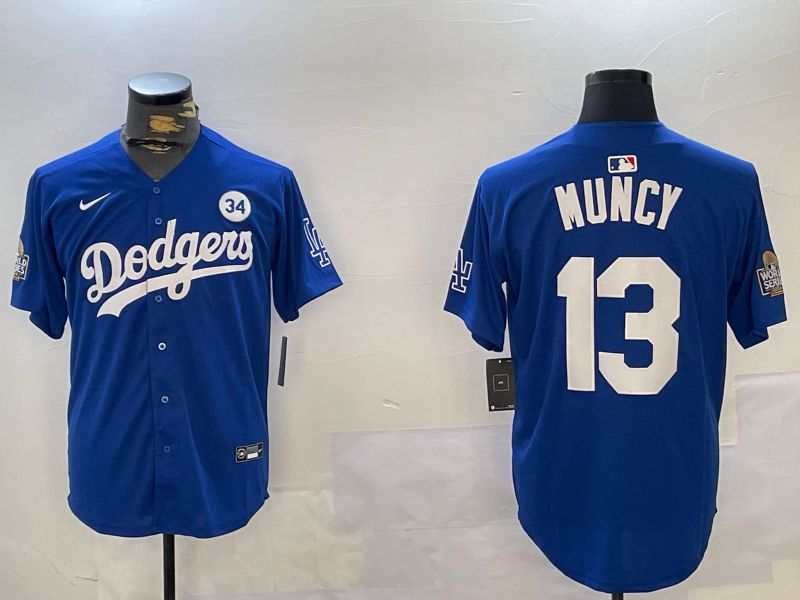 Men Los Angeles Dodgers 13 Muncy Blue Game 2024 Nike MLB Jersey style 1121